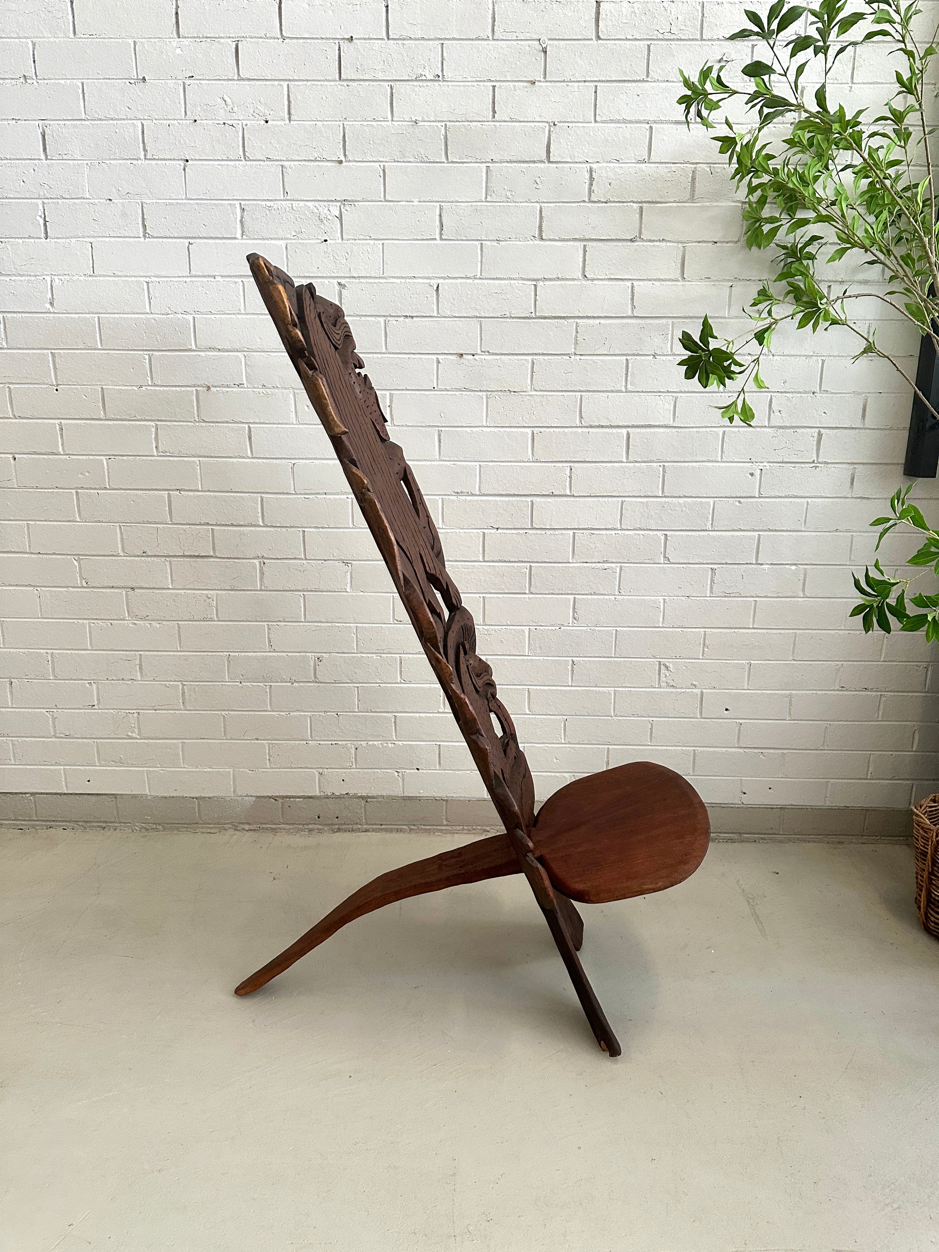 Carved Wooden Malawi Chief's Chair – African Blackwood