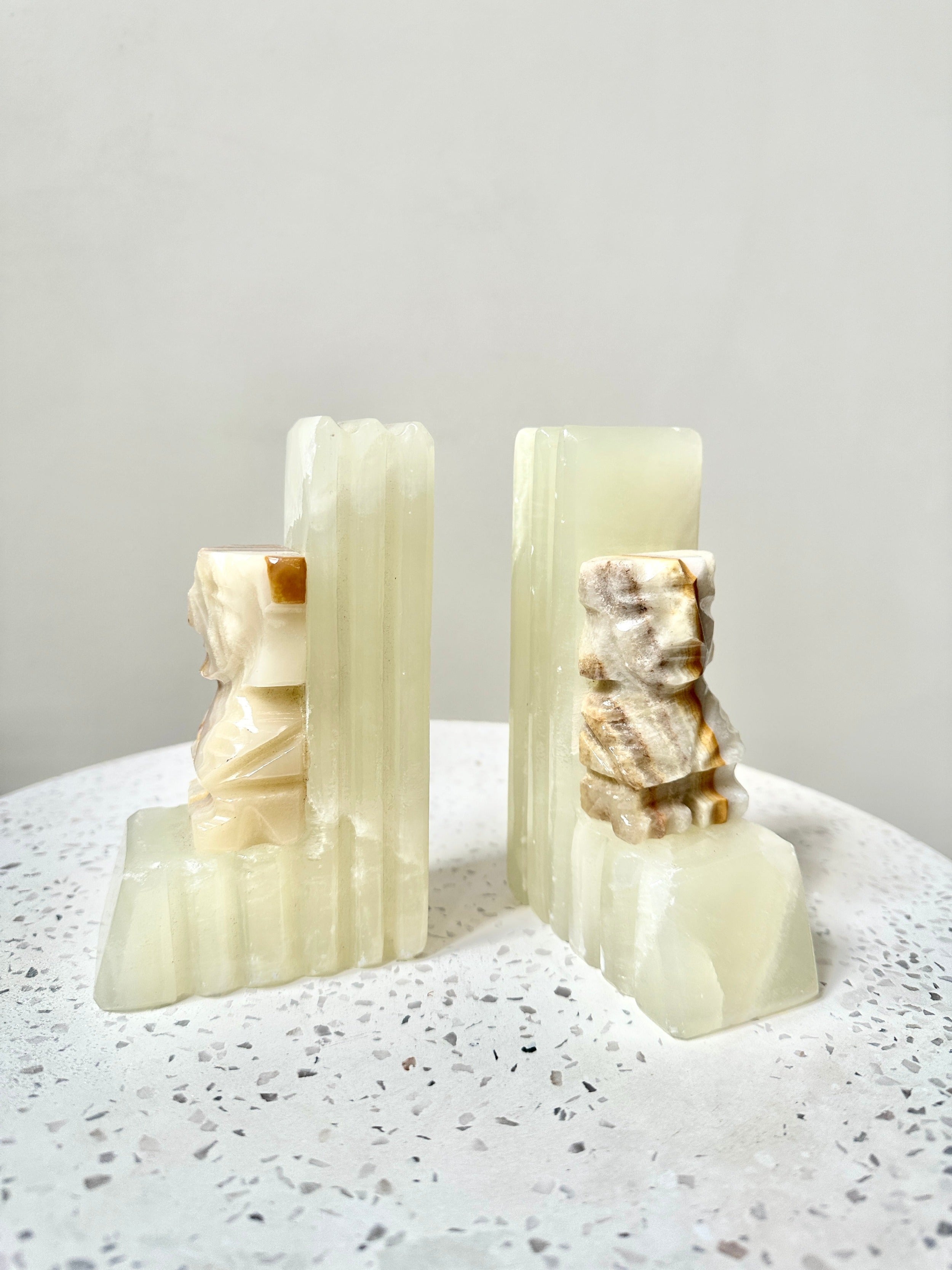 Vintage Onyx Aztec Bookends