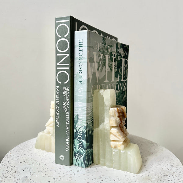 Vintage Onyx Aztec Bookends