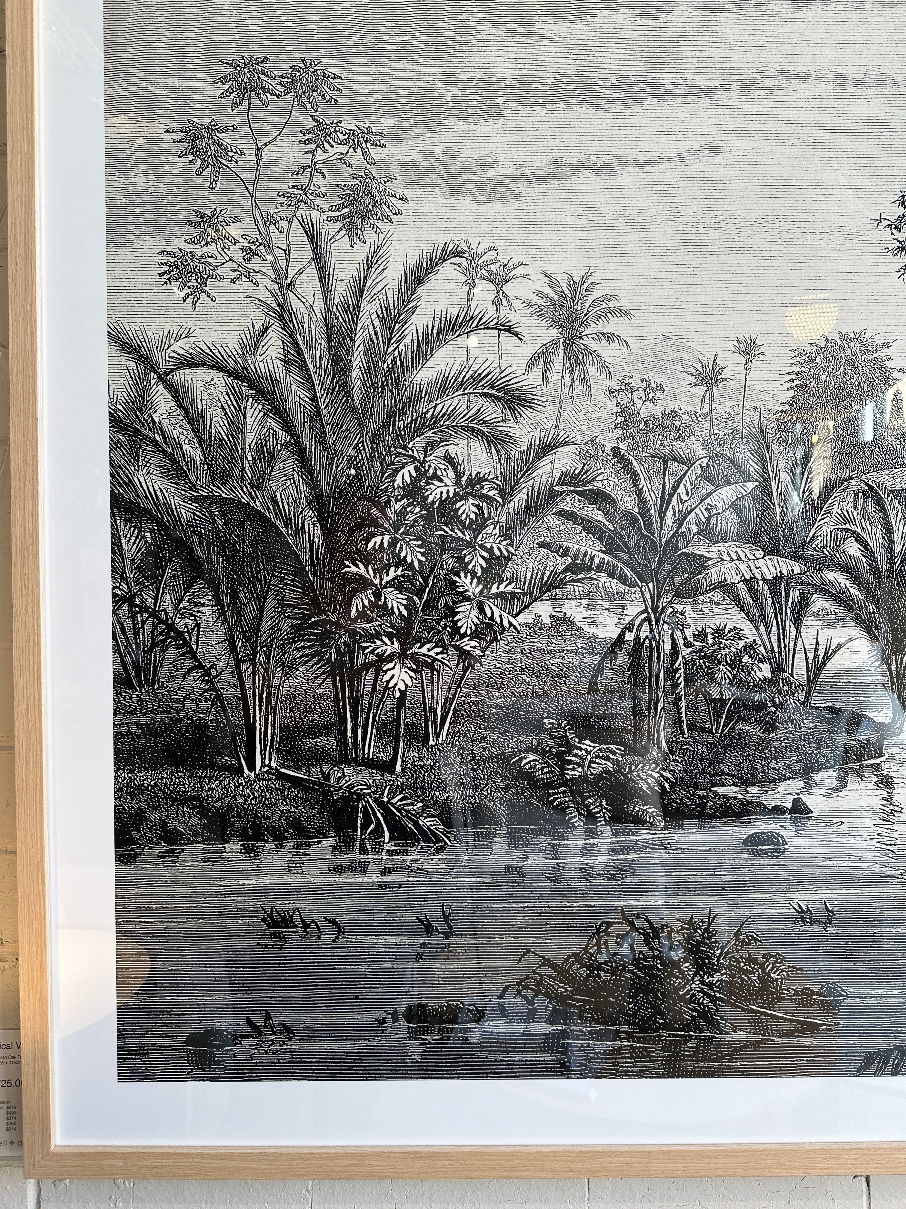 Vintage Tropical Vista Print - Oak Frame