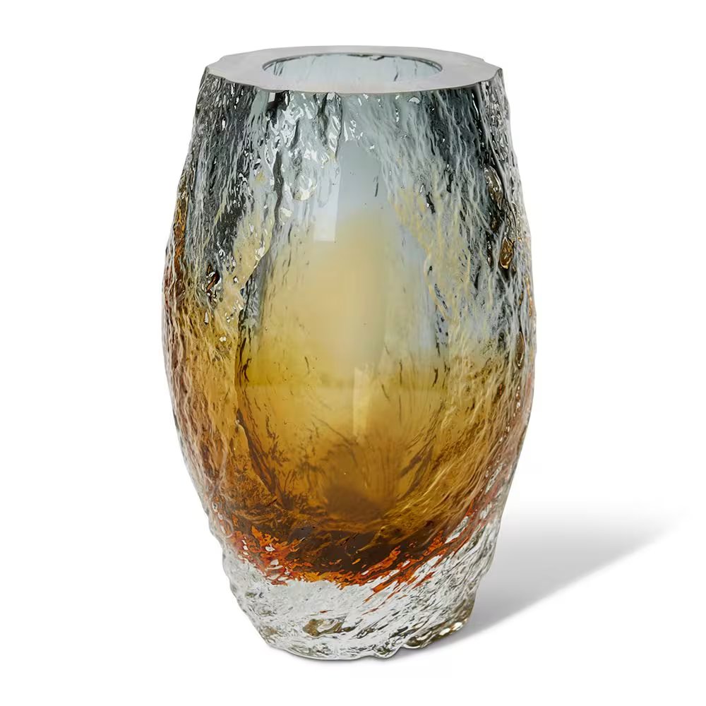 Yaisa Art Glass Vase - Amber & Smoke 24cm Rodwell & Astor