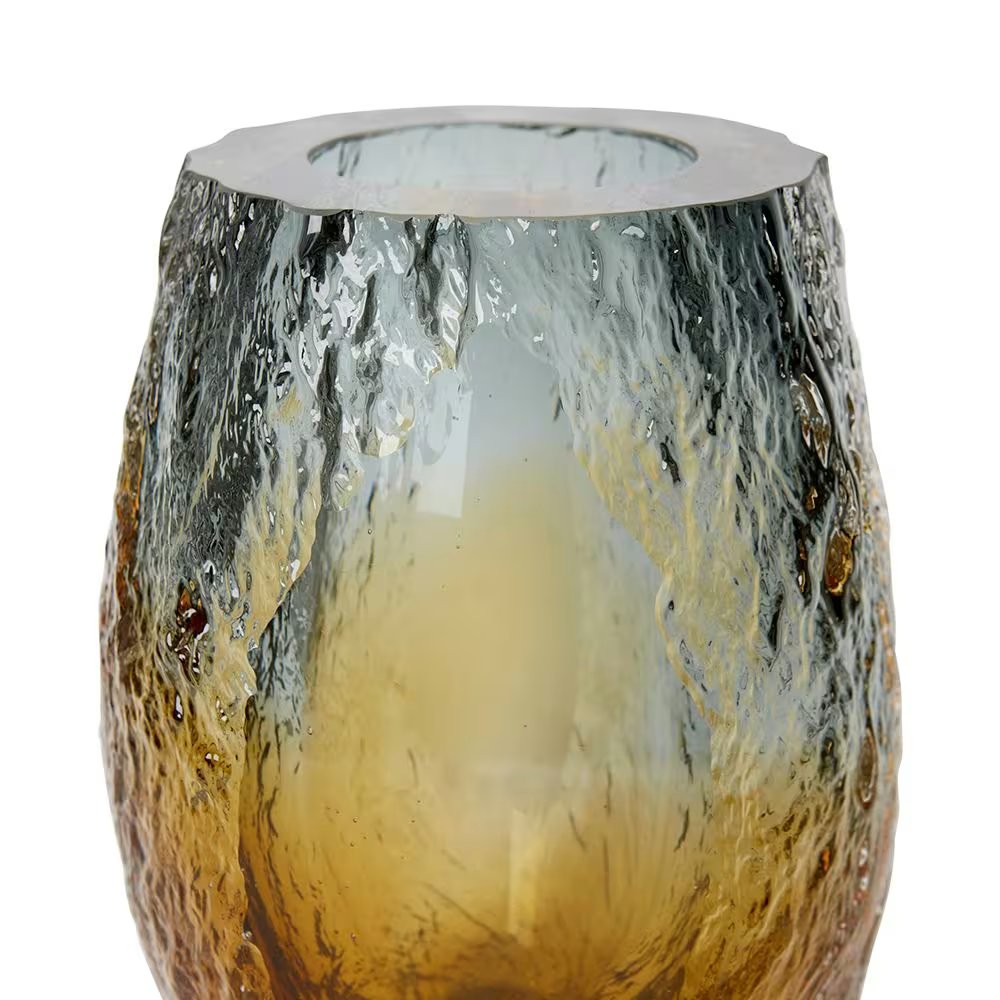 Yaisa Art Glass Vase - Amber & Smoke 24cm Rodwell & Astor