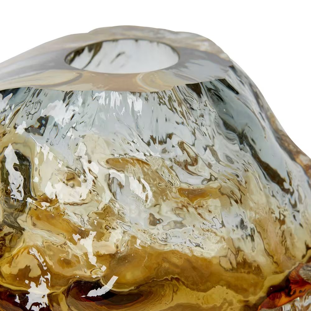 Yaisa Art Glass Vase - Amber & Smoke 15cm Rodwell & Astor