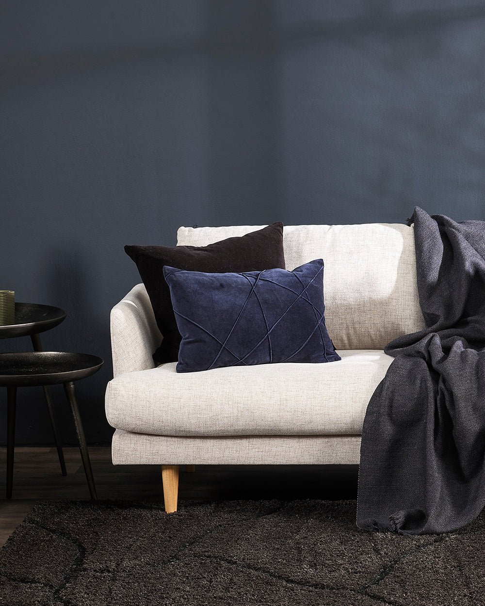Alba Velvet Cushion - Navy 35 x 50cm