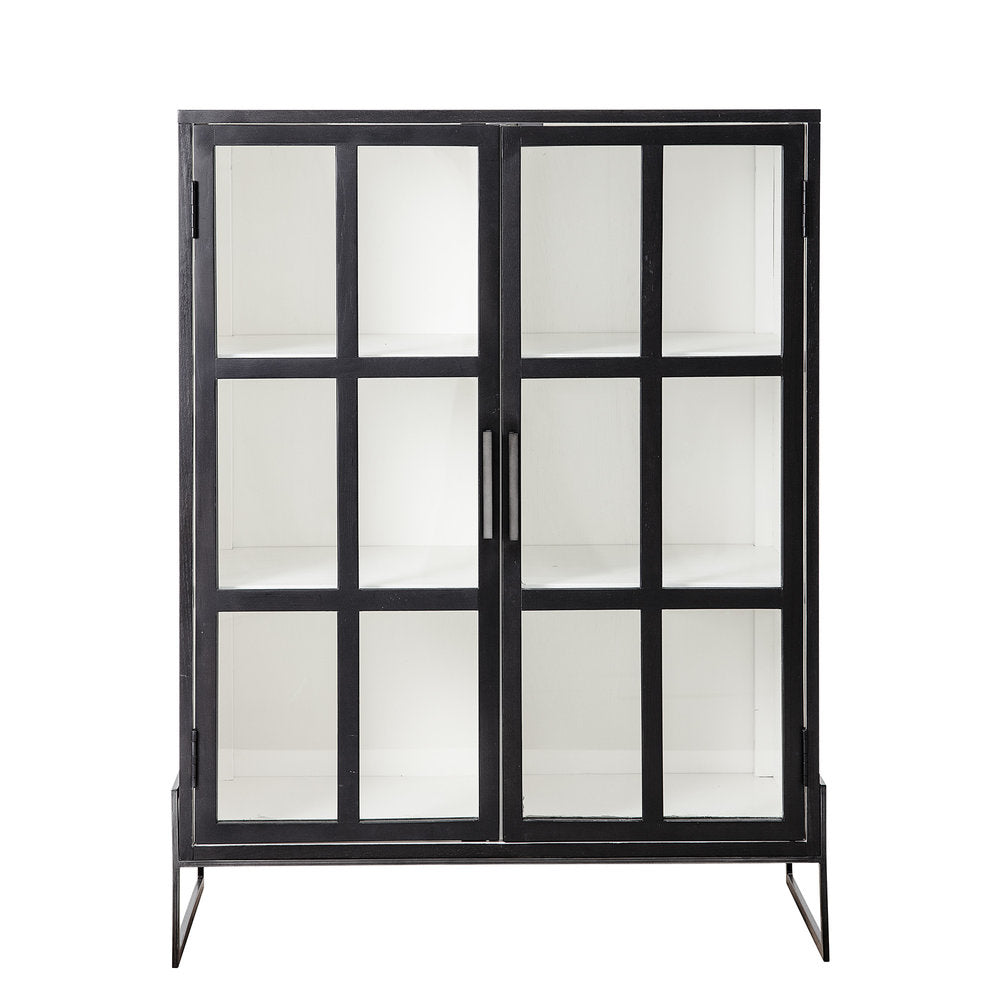 BLOOMINGVILLE Opal Display Cabinet – Black Oak | Tempered Glass | W90 x H120 x D40cm