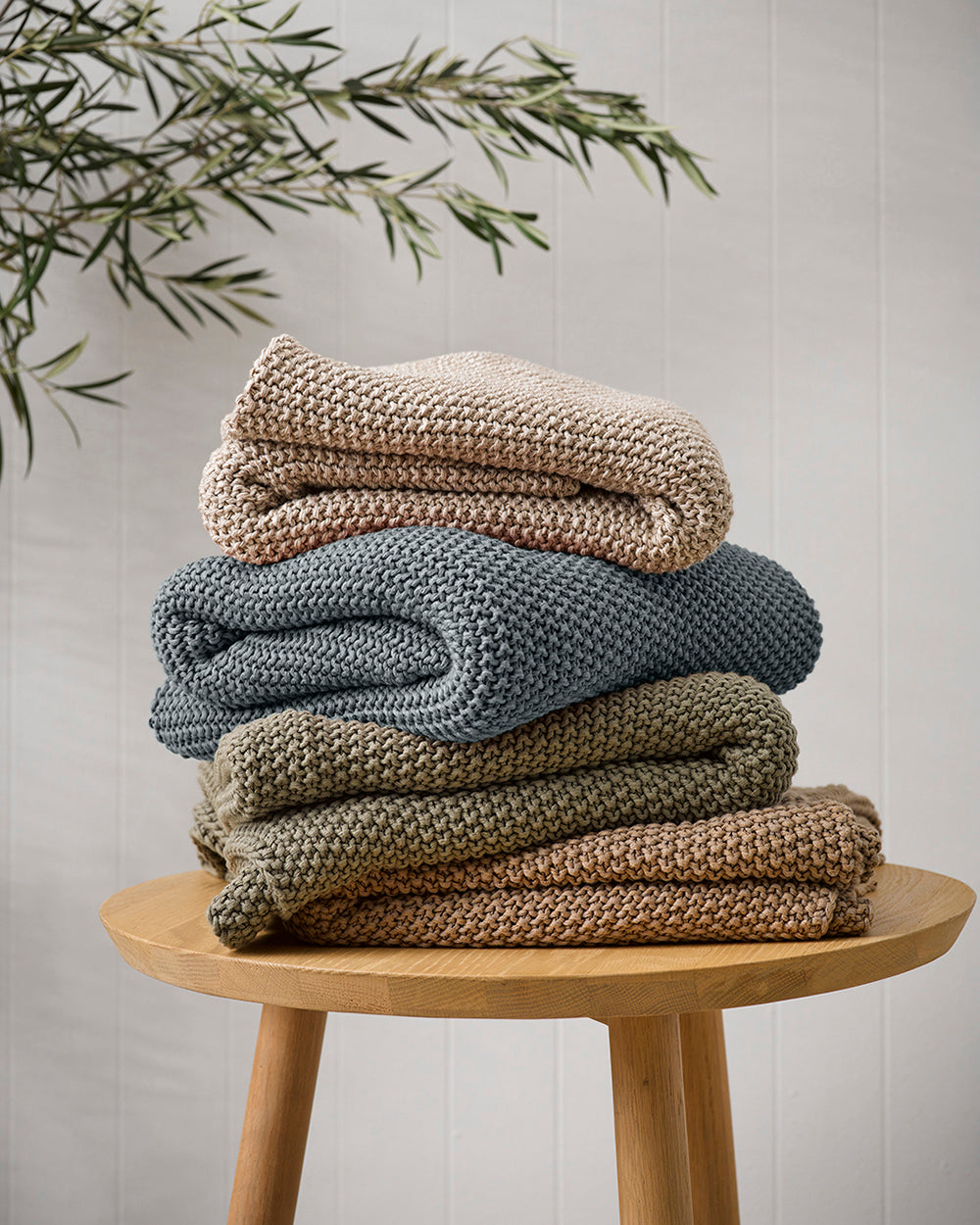 BAYA Devon Knitted Cotton Throw - Slate