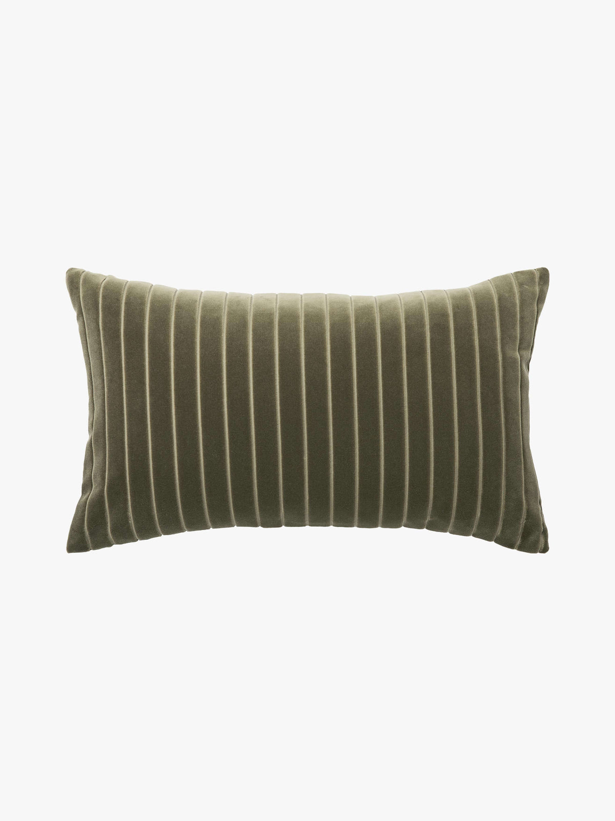 Easton Olive Velvet Mini Cushion 30 x 50cm front | Rodwell & Astor