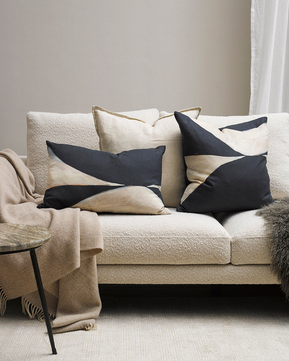 Eclipse Cushion - Ink/Ecru - 55x55cm