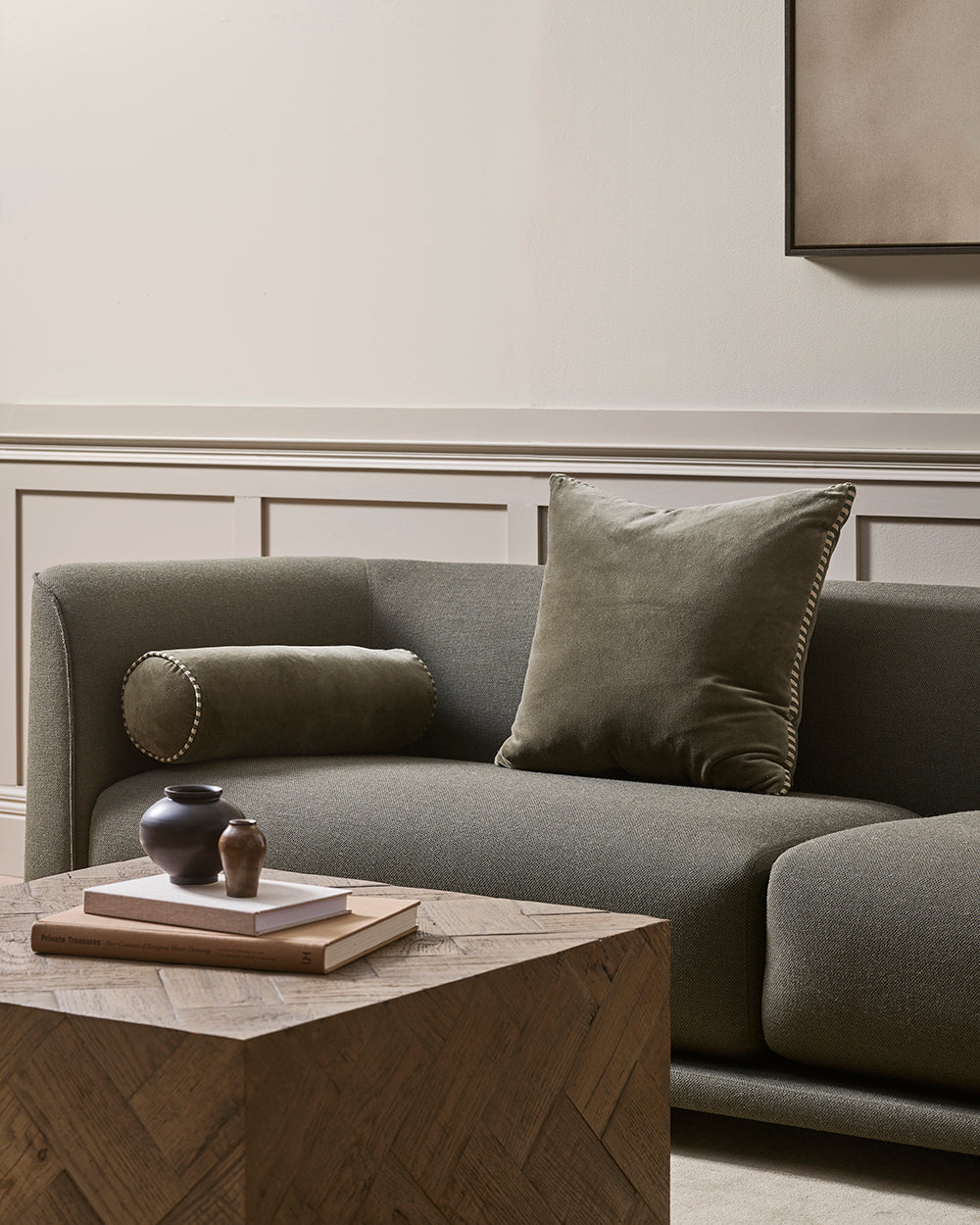 Elliot Bolster Cushion - Thyme