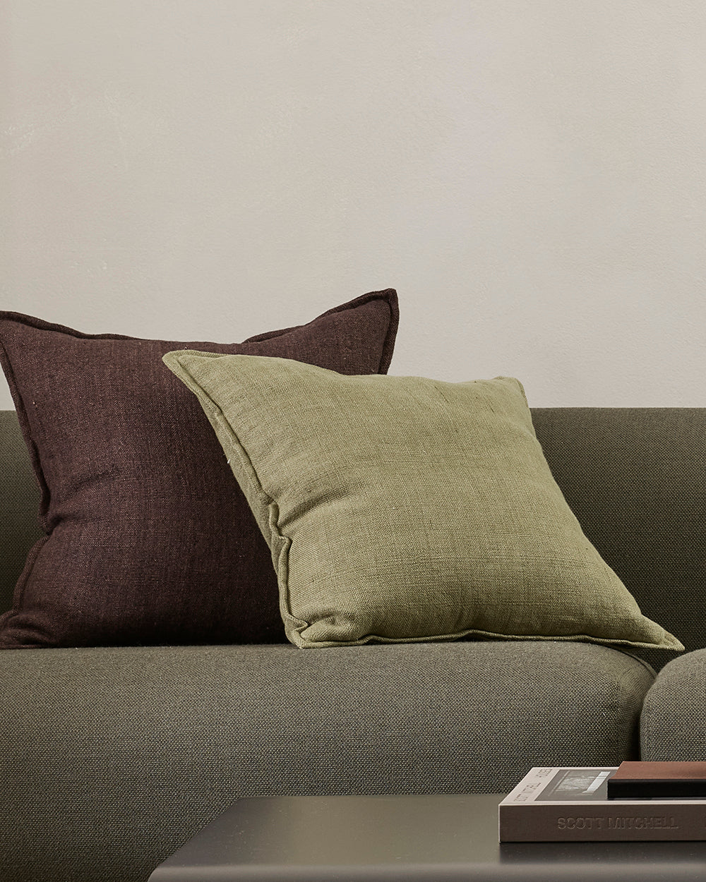 Flaxmill Linen Cushion - Kelp