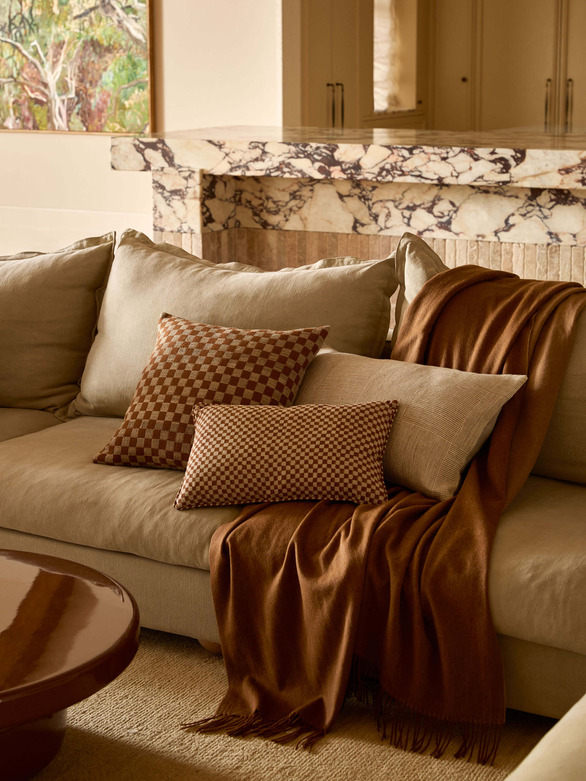 Gia Terracotta Mini Cushion 30 x 50cm – lifestyle 01 | Rodwell & Astor