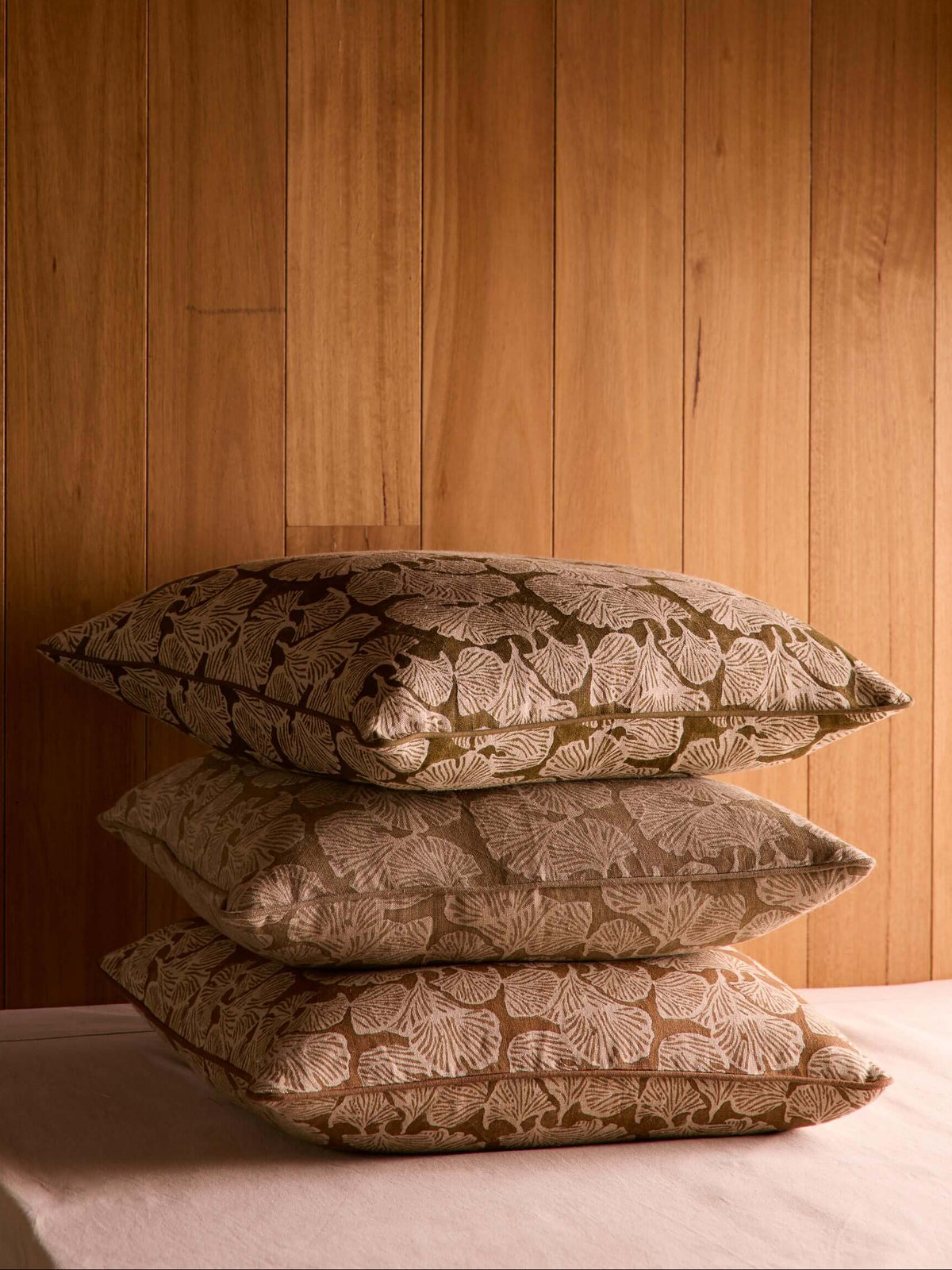 Ginkgo Bronze Linen Square Cushion 50 x 50cm lifestyle | Rodwell & Astor