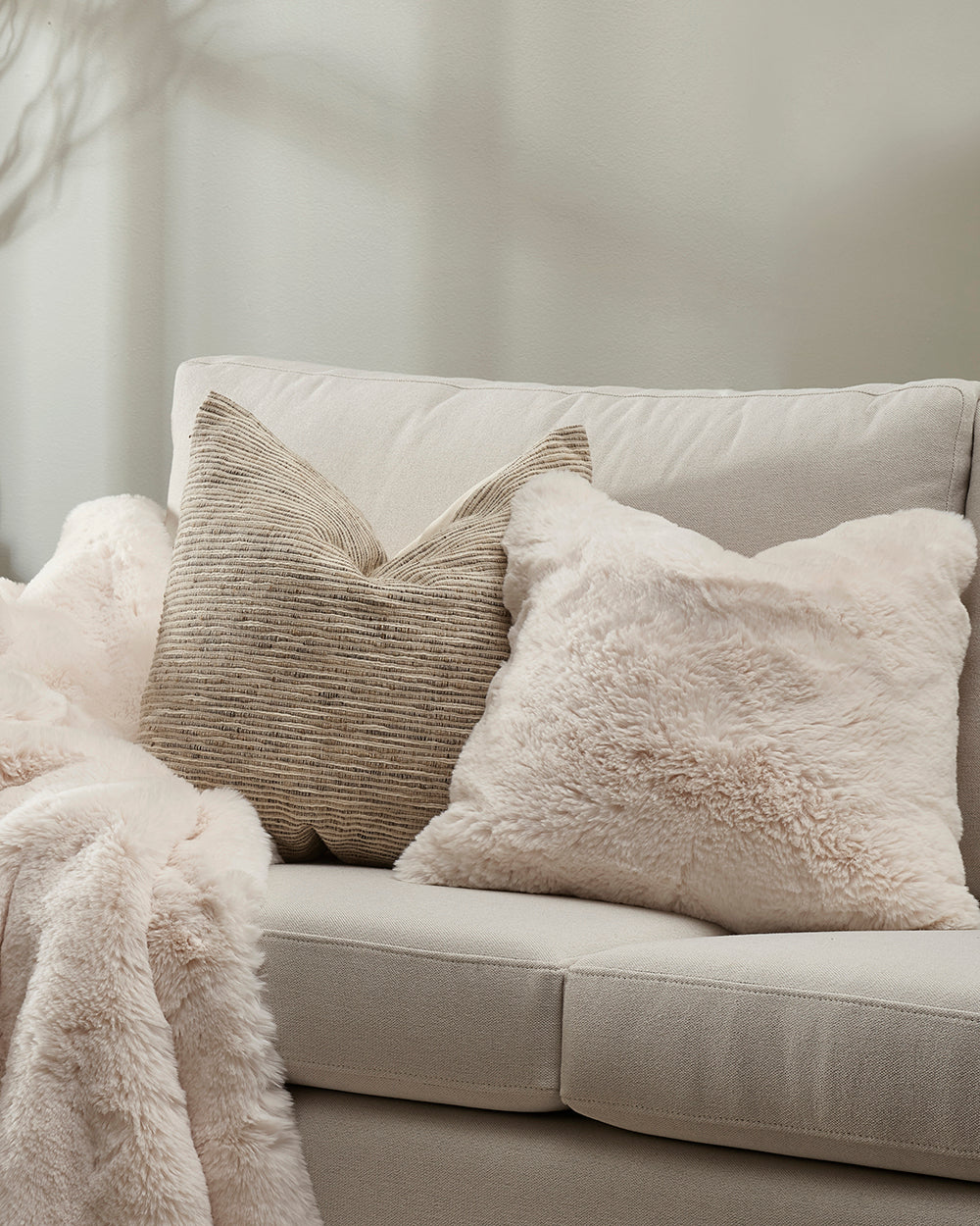 Pelage Faux Fur Cushion - Ivory