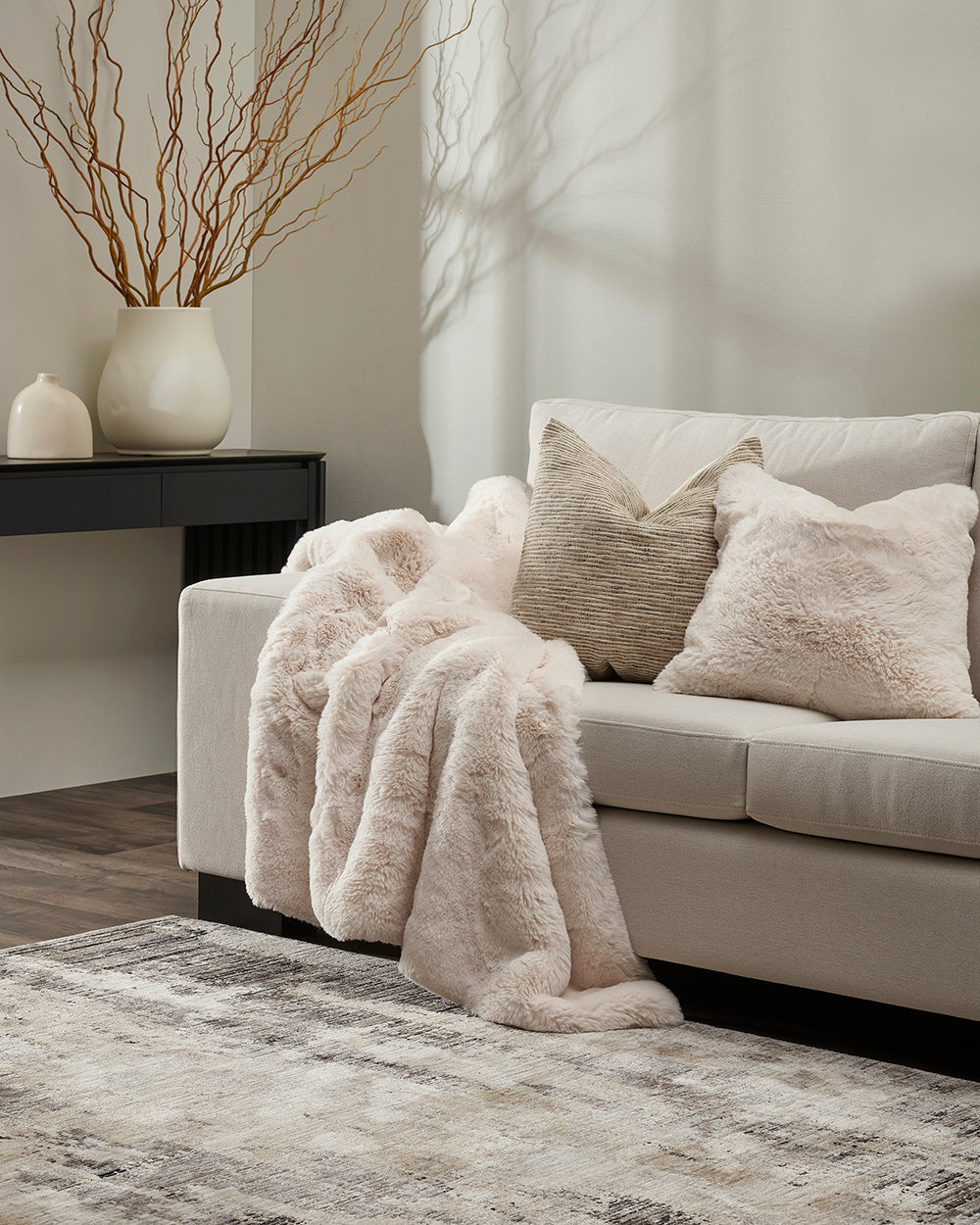 Pelage Faux Fur Cushion - Ivory