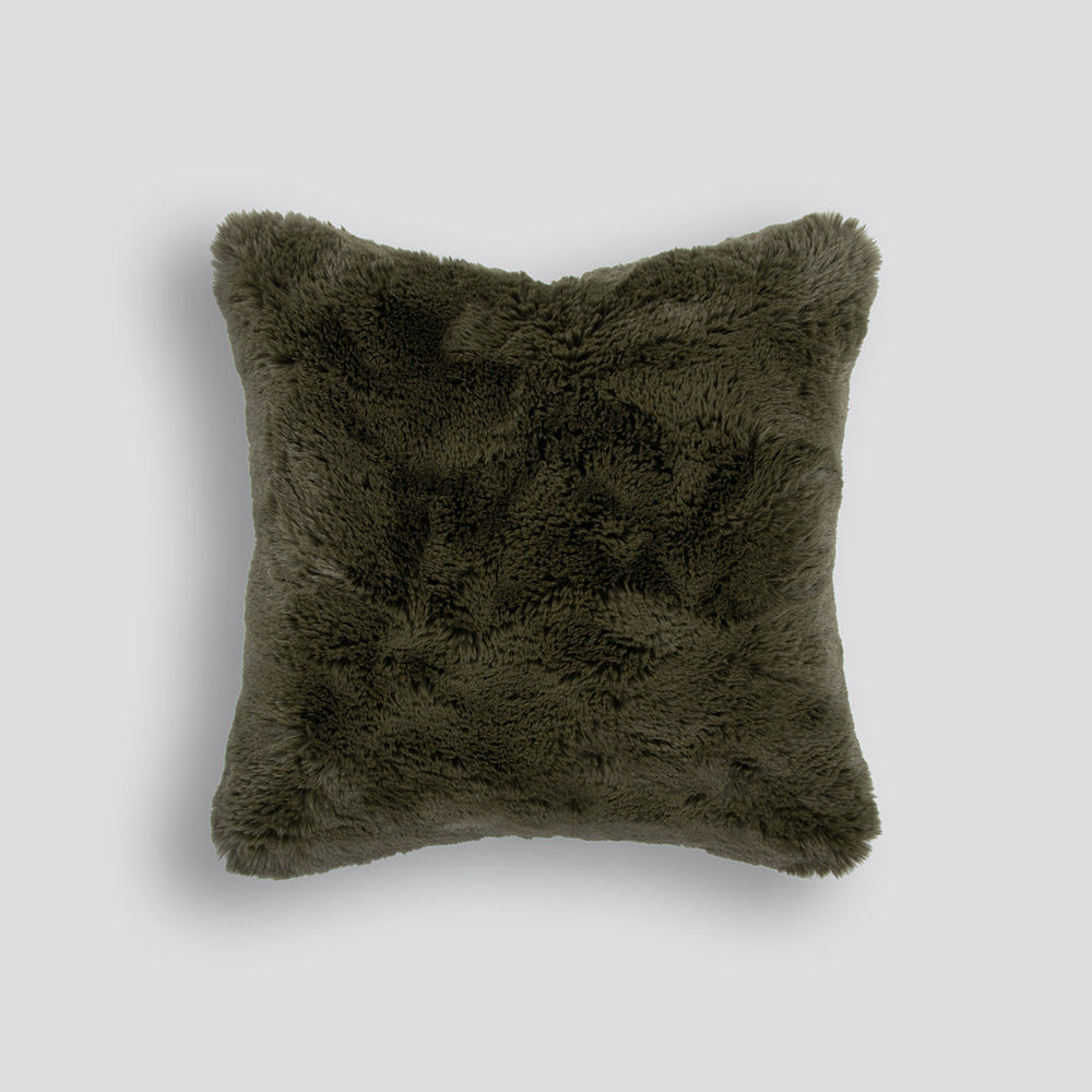 Pelage Faux Fur Cushion - Olive