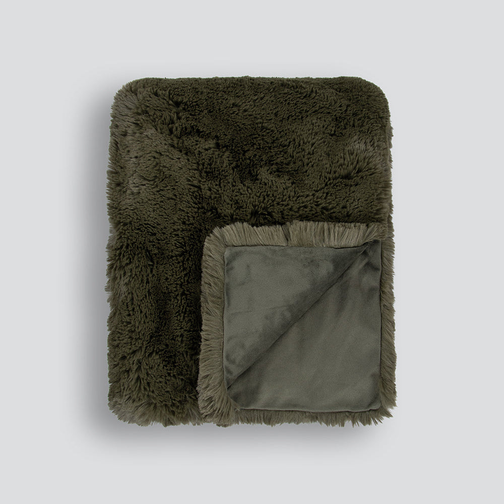 Pelage Faux Fur Throw - Olive