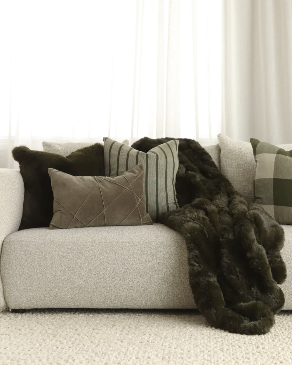 Pelage Faux Fur Throw - Olive