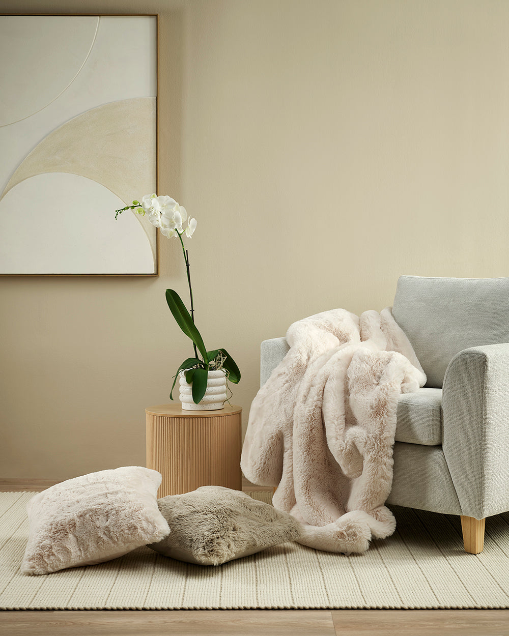 Pelage Faux Fur Cushion - Taupe