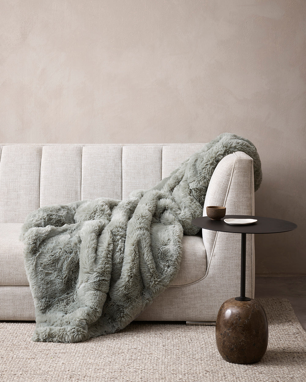 Pele Faux Fur Throw - Seafoam