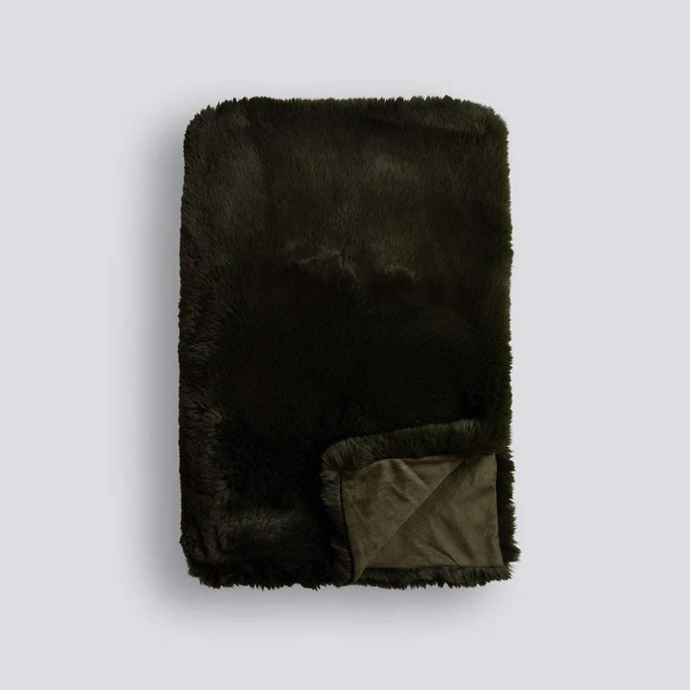 Pele Faux Fur Throw - Seaweed