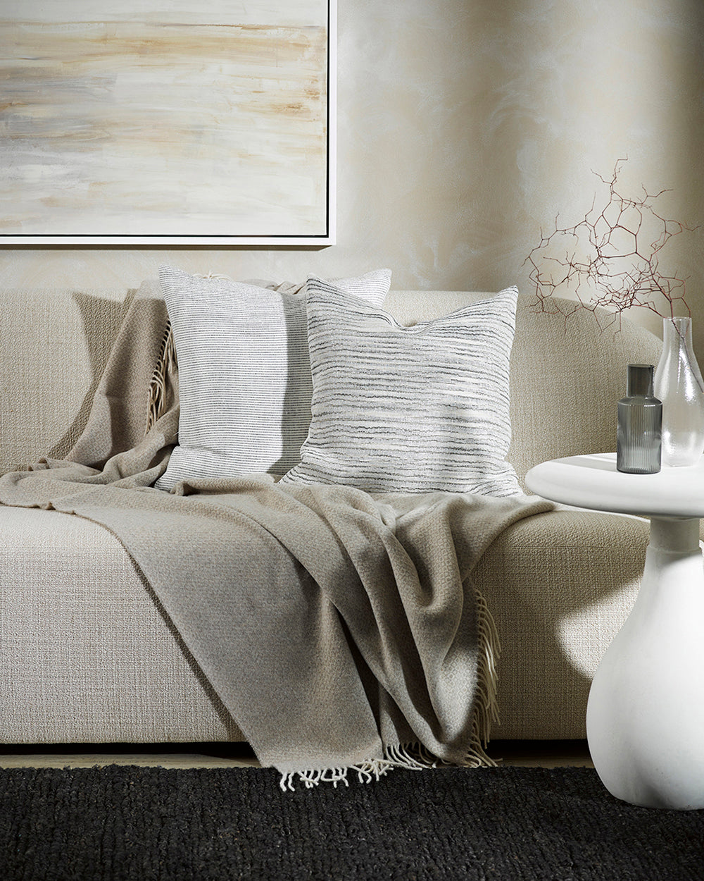 BAYA Sandridge Cushion - Off White/Lead 50 x 50cm