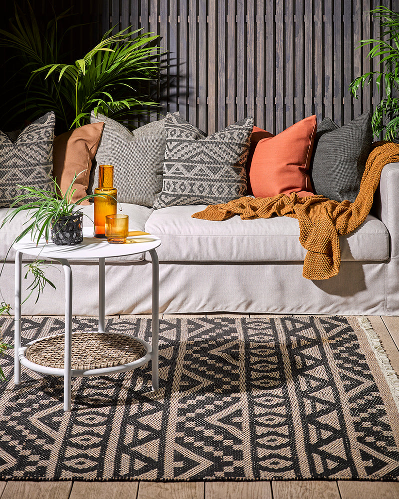 Sifiso Indoor Outdoor Rug - Black and Taupe