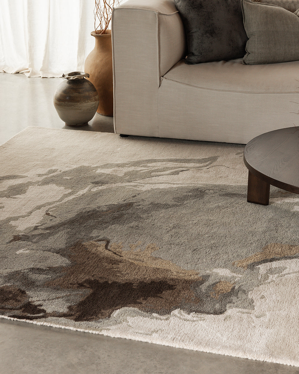 Vale Floor Rug - Sandstone - Round