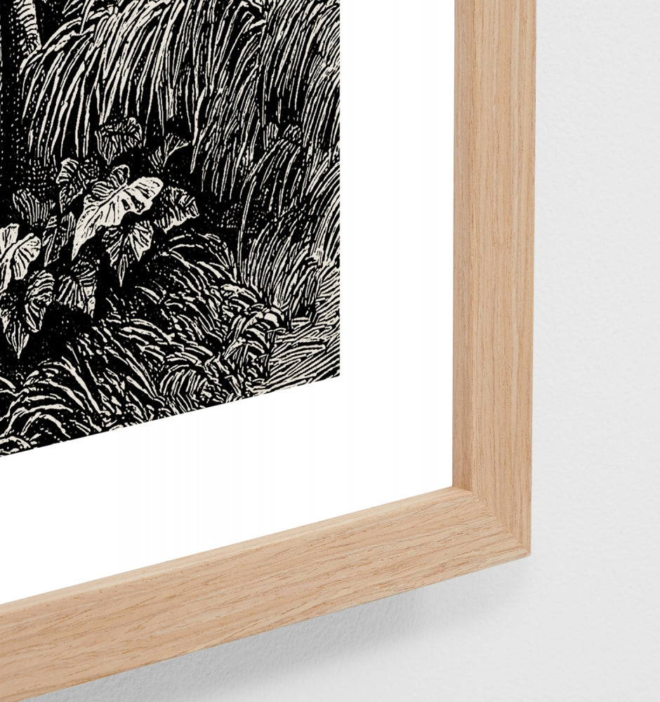 Vintage Tropical Vista Print - Oak Frame