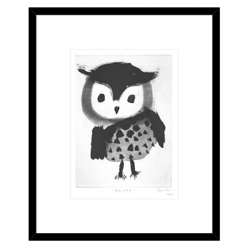 Rodwell and Astor - 'Frippe' Black and White Owl Art Print