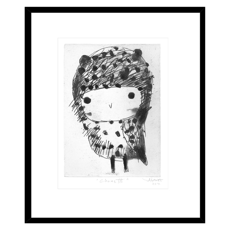 'Chouette' Black and White Owl Art Print