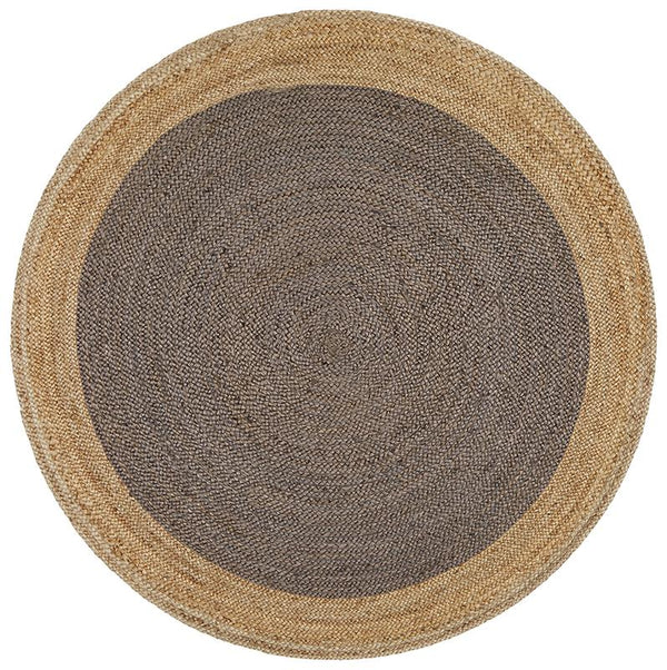 Jai Round Jute Floor Rug - Charcoal