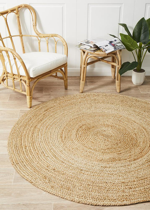 Jai Round Jute Floor Rug - Natural