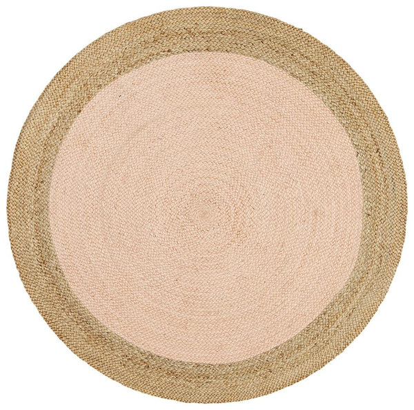 Jai  Round Jute Floor Rug - Pink