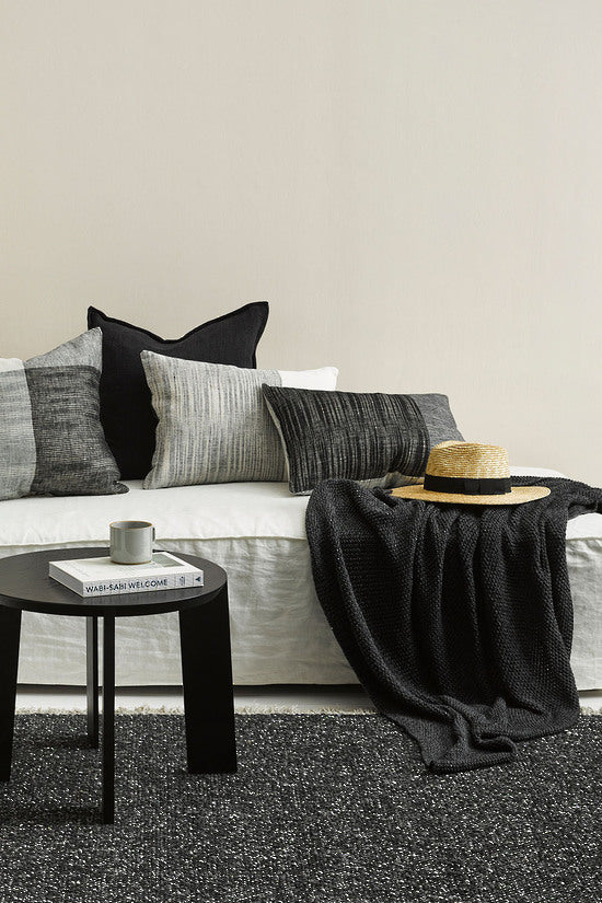 MULBERI Anderson Linen Cushion - Black & Ecru 45 x 55cm
