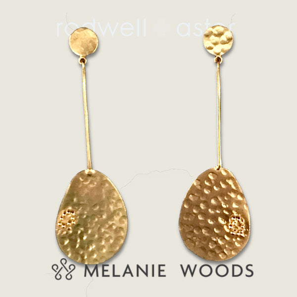 MELANIE WOODS Pear Drop Circle Studs - Gold