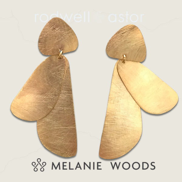 MELANIE WOODS Wide Tri-Paddle Drop Stud Earrings