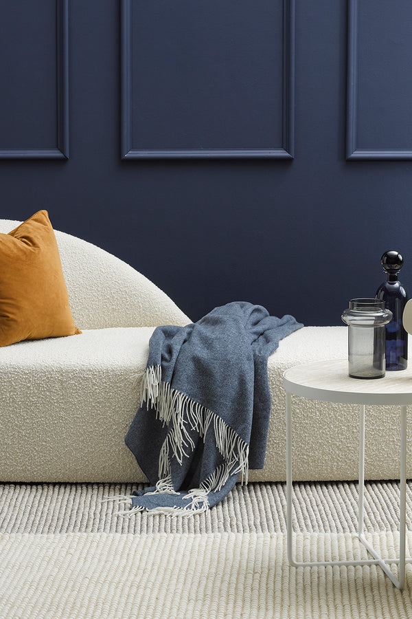 MULBERI Bambina Merino Wool & Cashmere Throw - Agean Blue