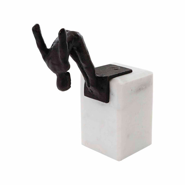 Diving Man Bookend - Bronze and Banswara White Marble