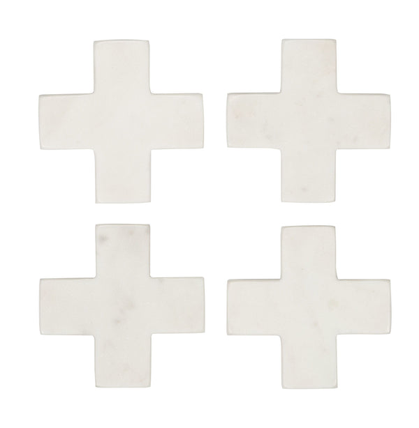 Eliot Marble Cross Coaster Set 4