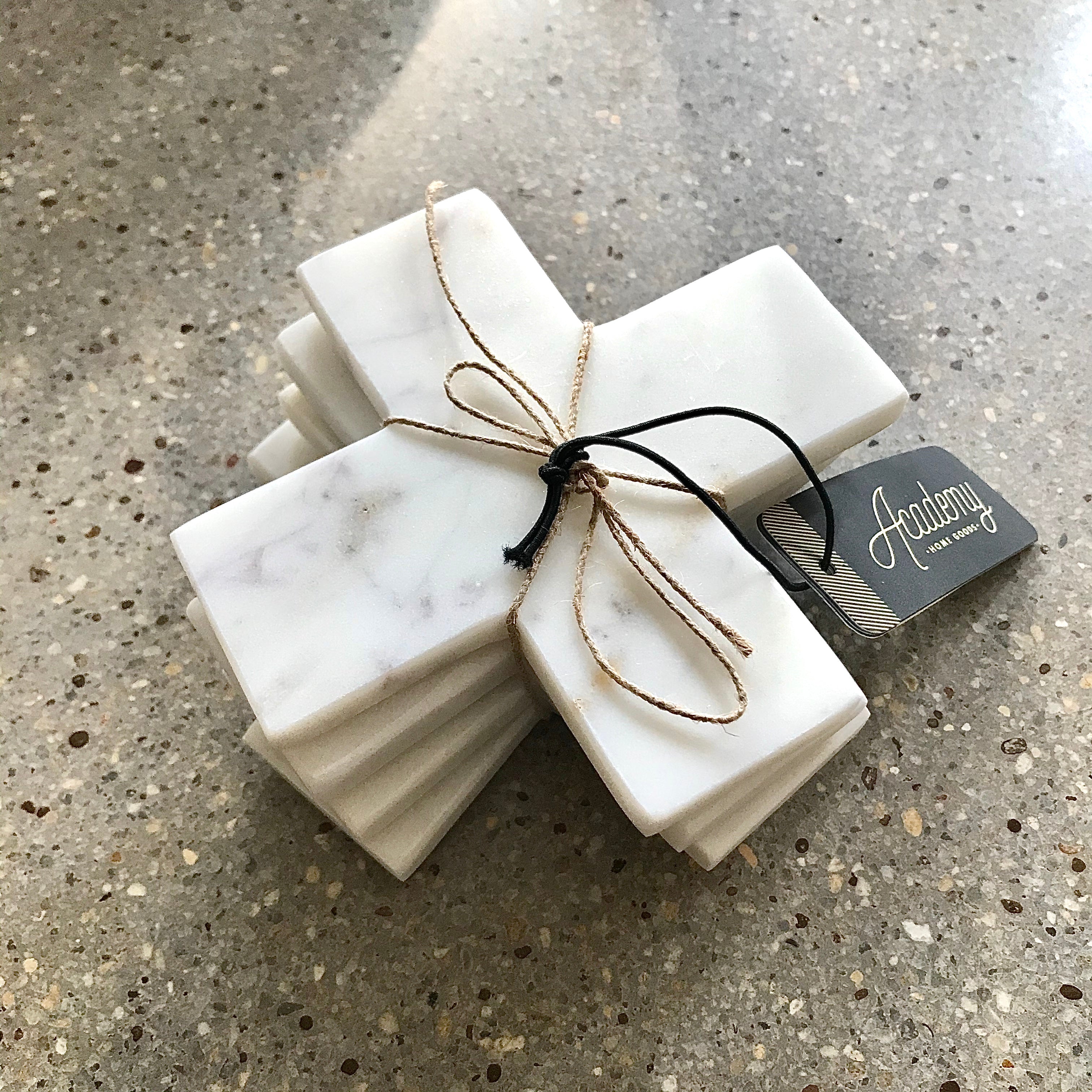 Academy Home Goods Eliot Marble Cross Coaster Set 4