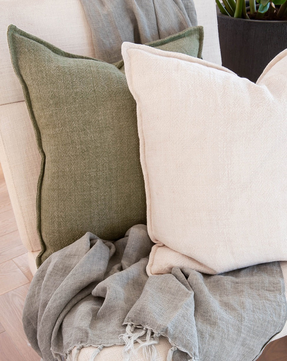 Flaxmill Linen Cushion - Olive