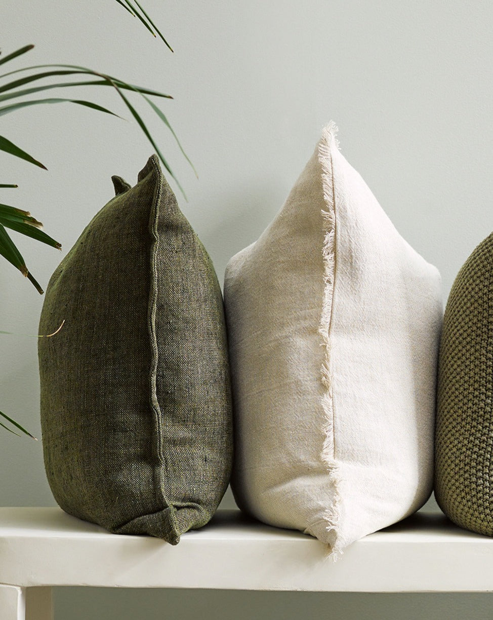 Flaxmill Linen Cushion - Winter Moss