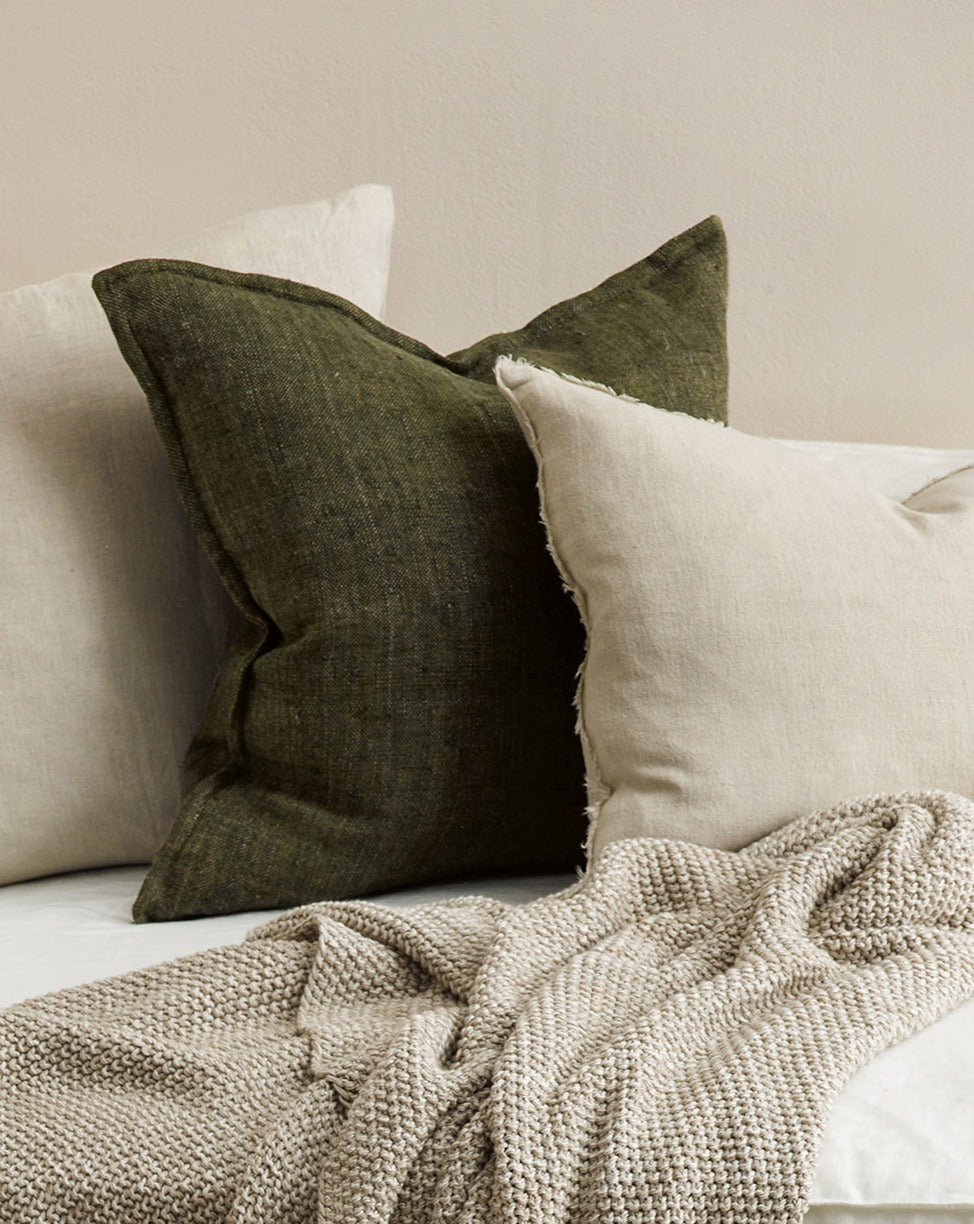 Flaxmill Linen Cushion - Winter Moss