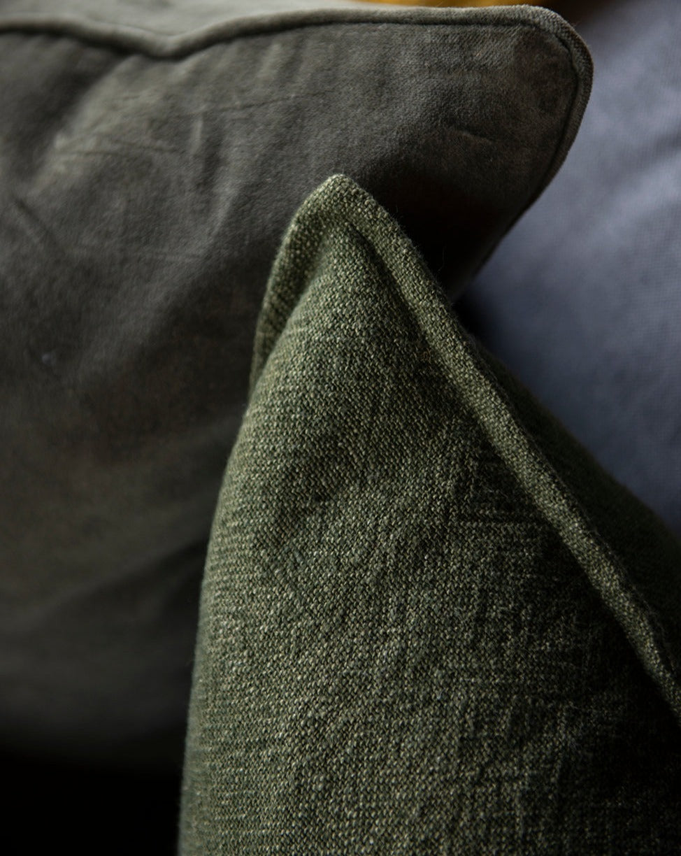 Flaxmill Linen Cushion - Winter Moss