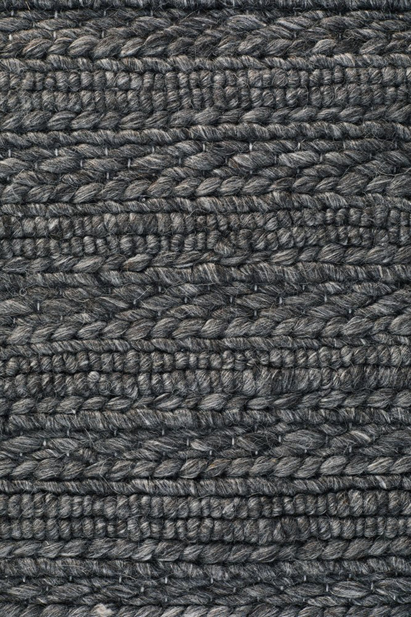 HARVEST  Braided Wool Rug - Charcoal