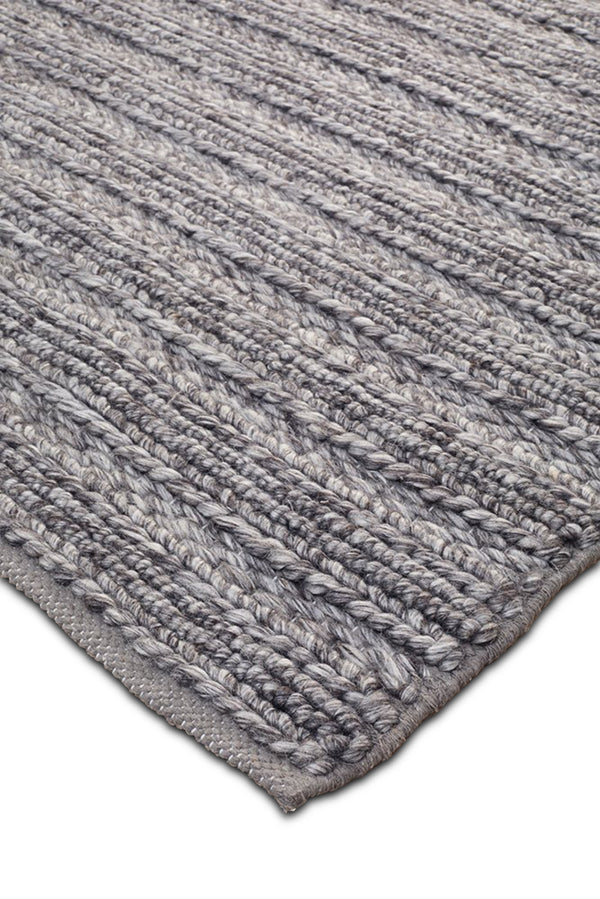 HARVEST  Braided Wool Rug - Steel