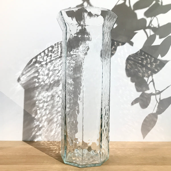 Vintage 1980s Tall IG Glass Octagonal Vase