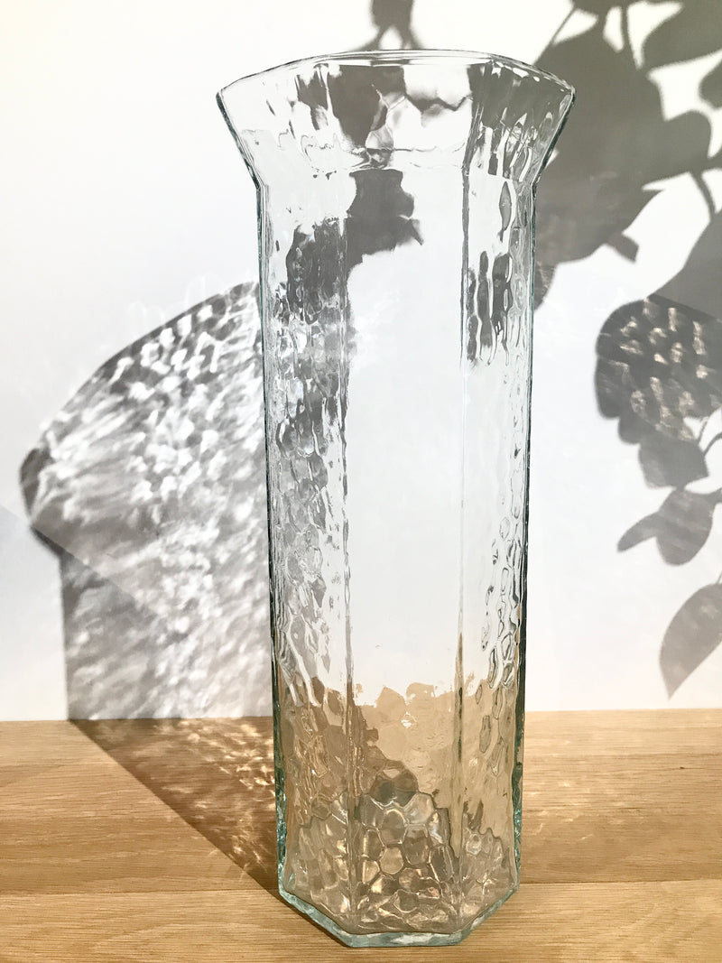 Vintage 1980s Tall IG Glass Octagonal Vase