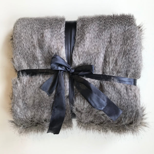 Elmwood Faux Fur Throw- Grey Civet 130cm x 150cm