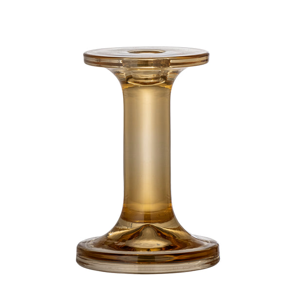 Rodwell and Astor - Jamey Amber Glass Candle Stick - 13.5cm